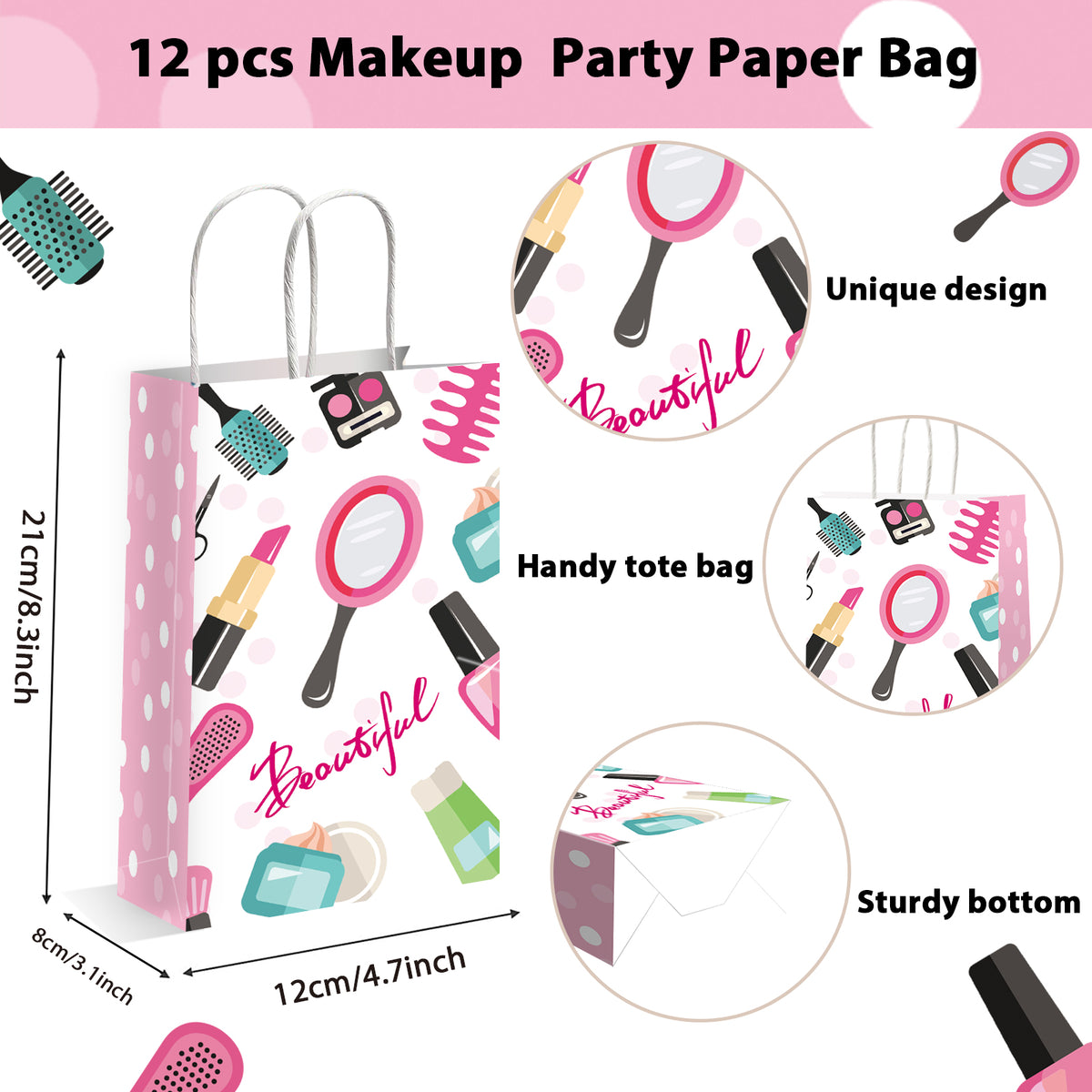12 Pcs Spa Makeup Birthday Party Gift Bags Supplies