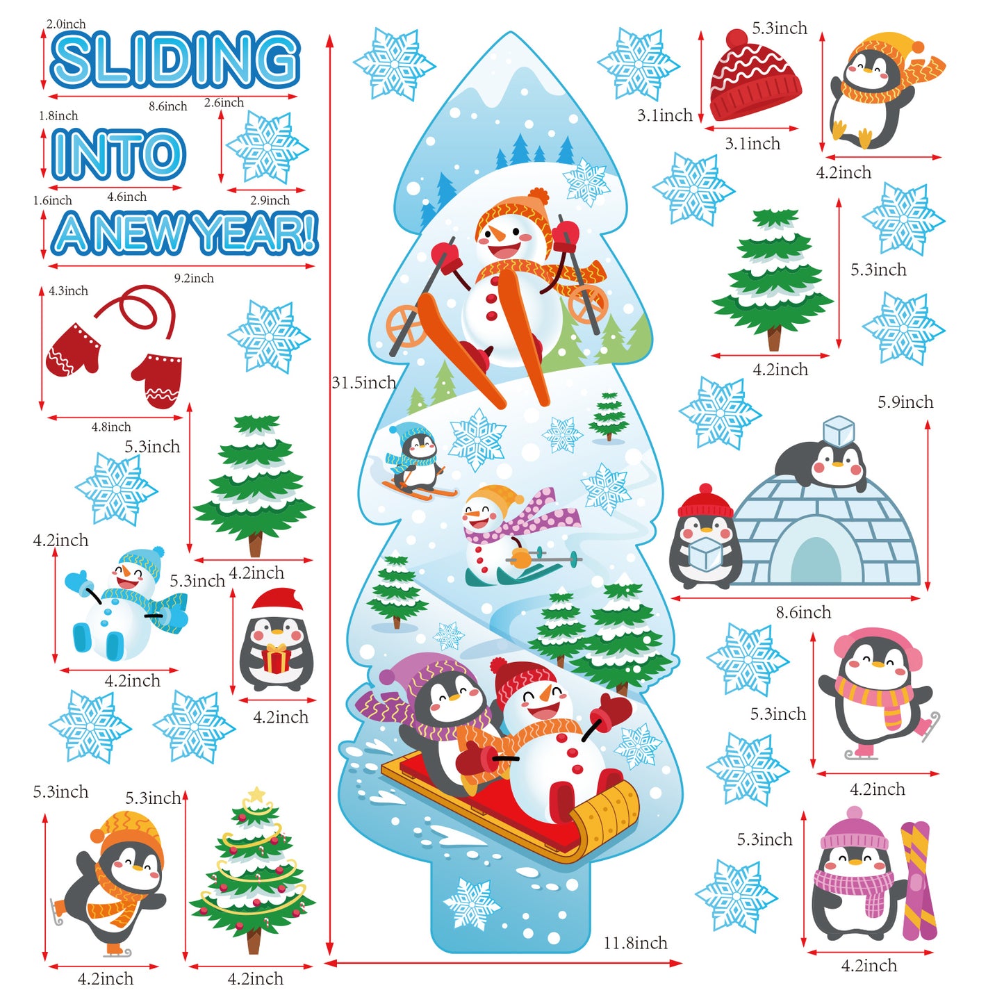 Winter Bulletin Board Decorations Sliding Into A New Year Cutouts