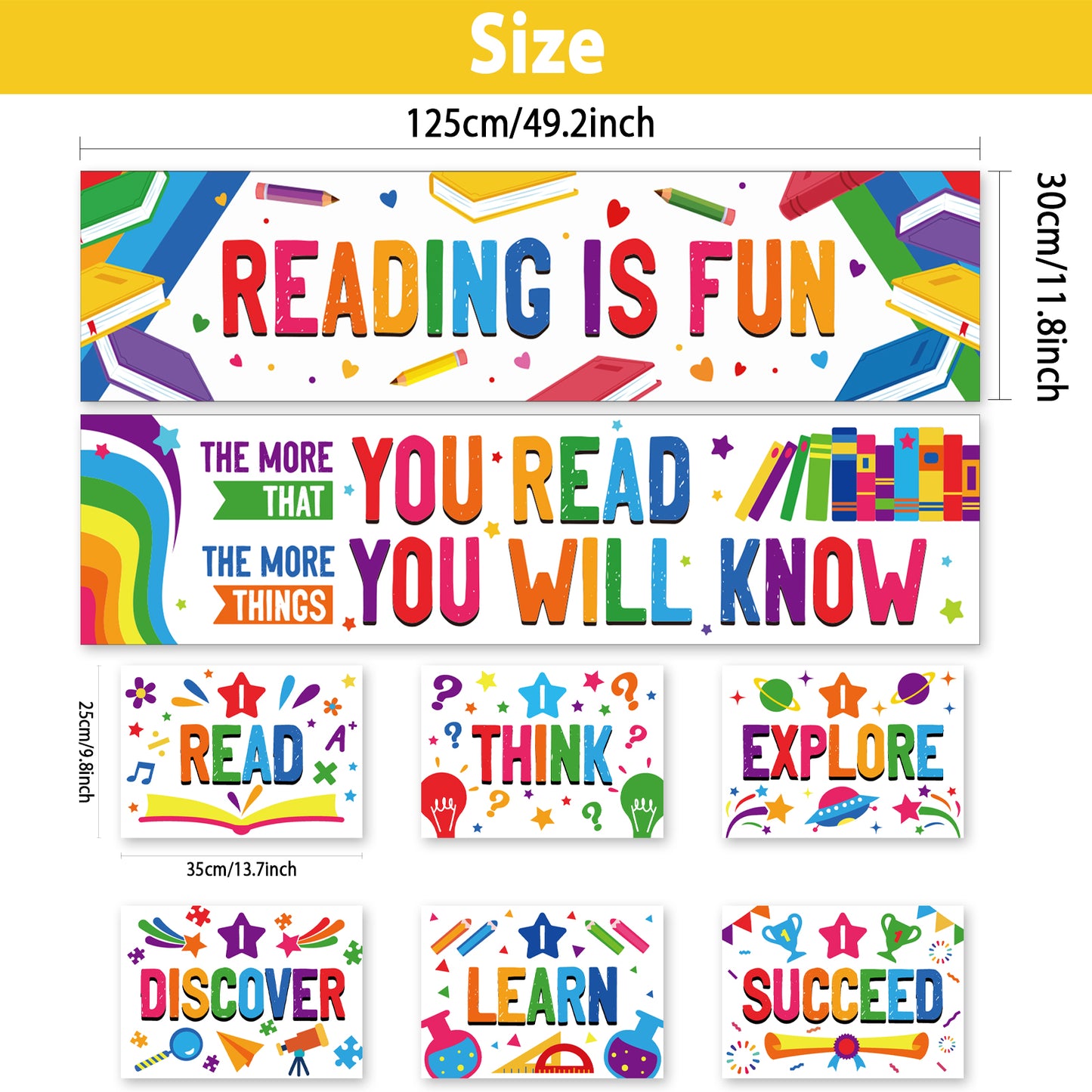 Reading Banner and Poster Set Classroom Decorations