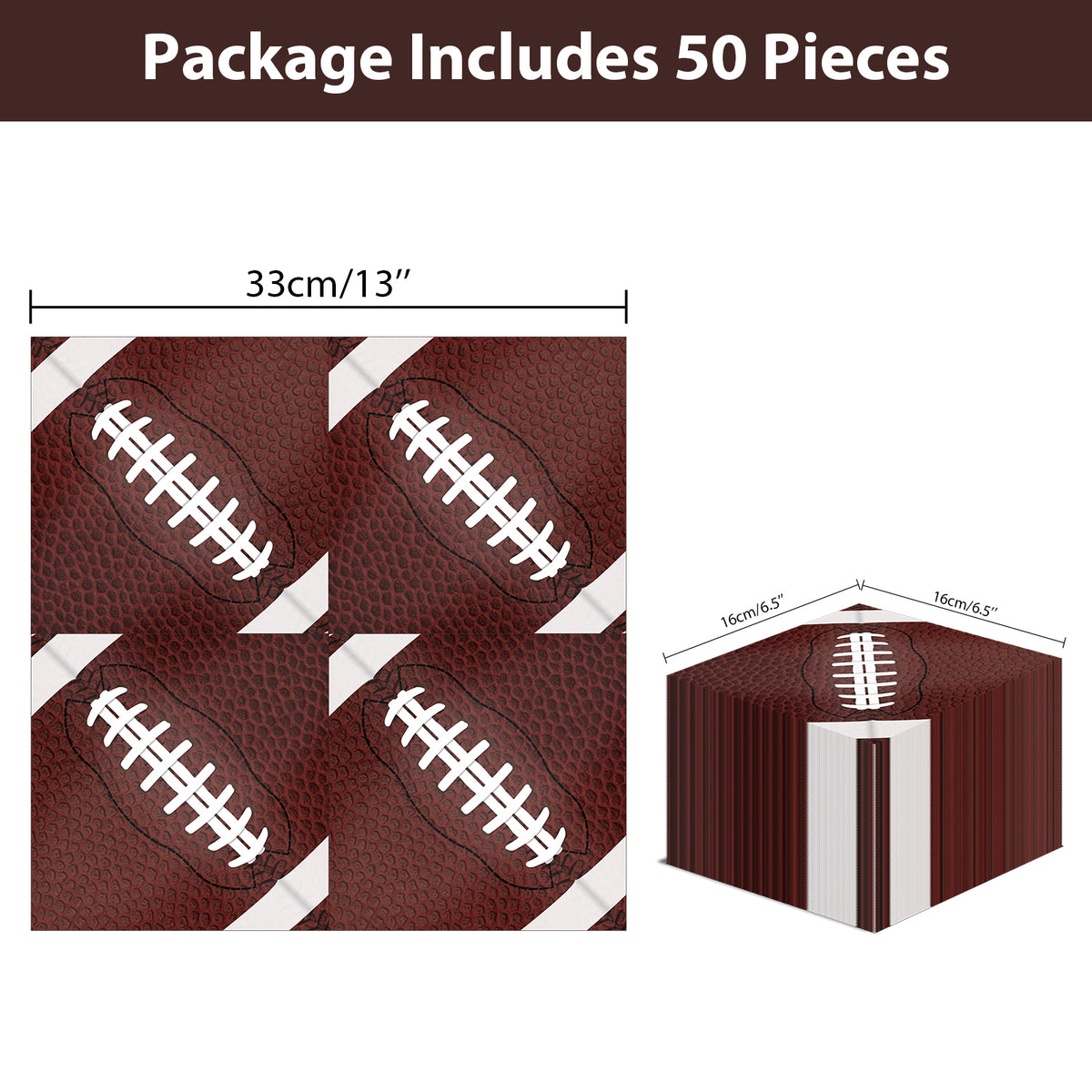 Football Napkins - sports or football party Supplies - 50 counts