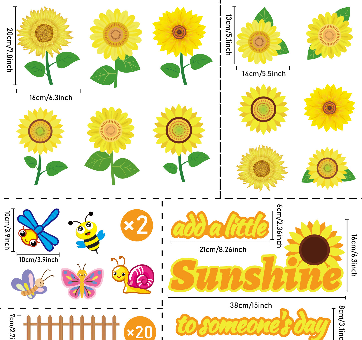 Summer Sunflower Cutouts Flowers Cut-Outs Bulletin Board Set