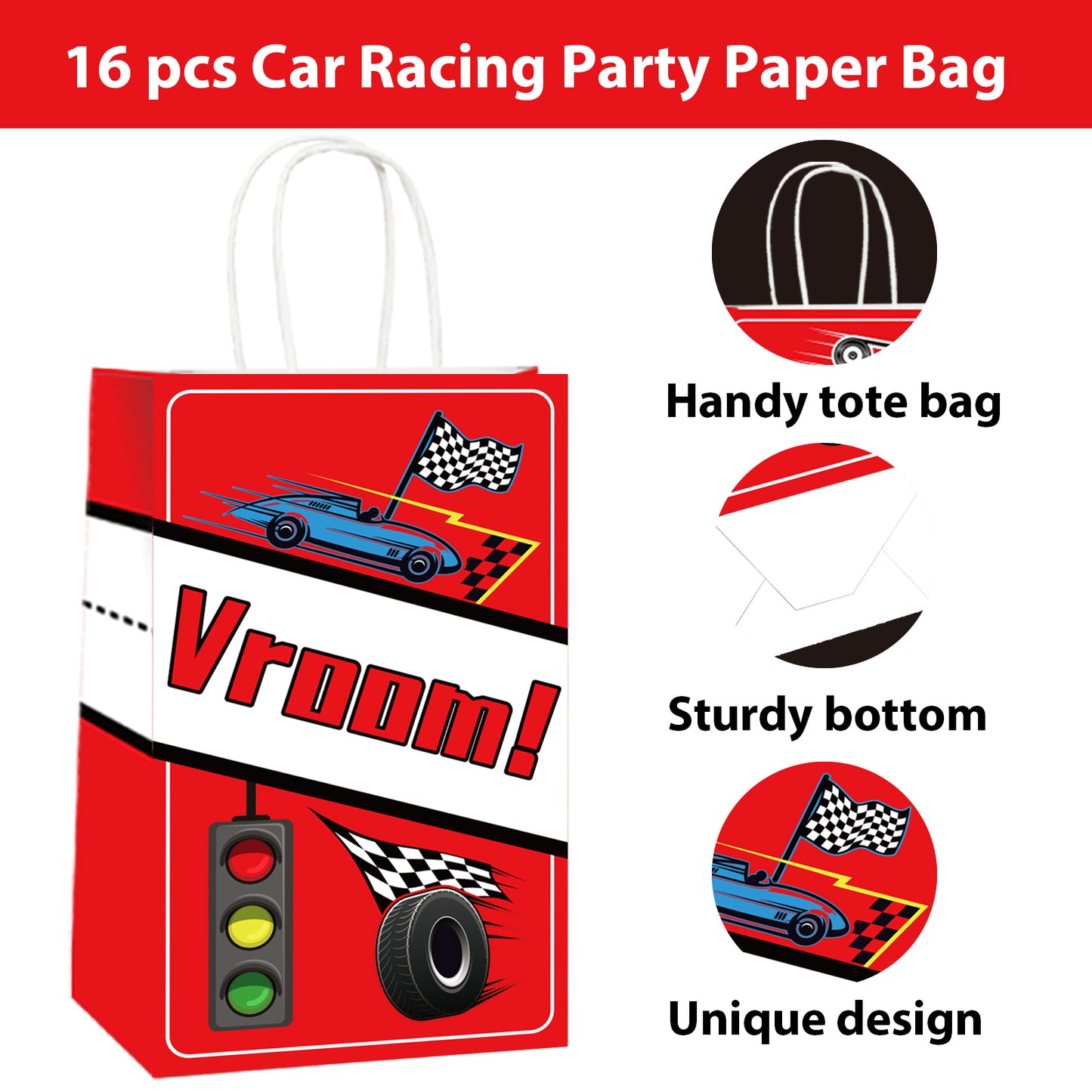 16 Pcs Racing Car Party Supplies Bags