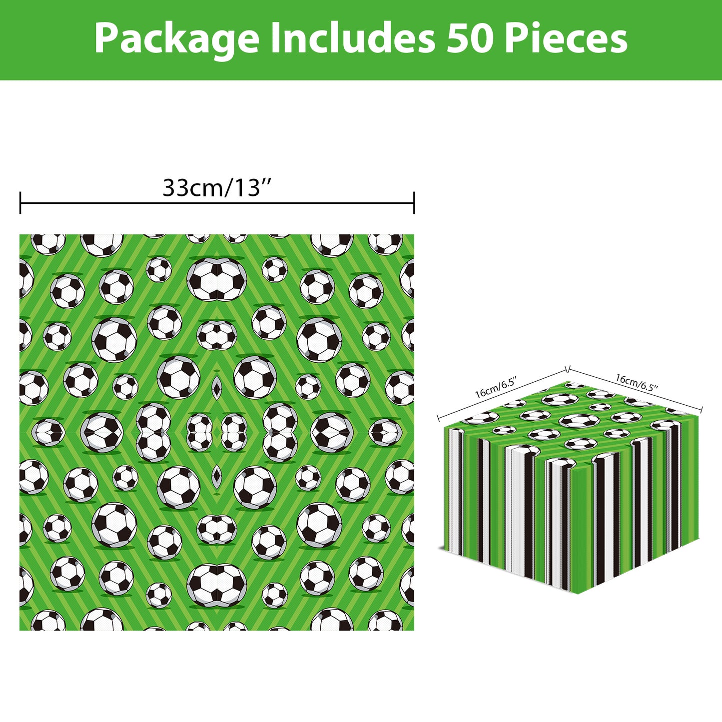 Soccer Napkins - sports or Soccer party Supplies - 50 counts