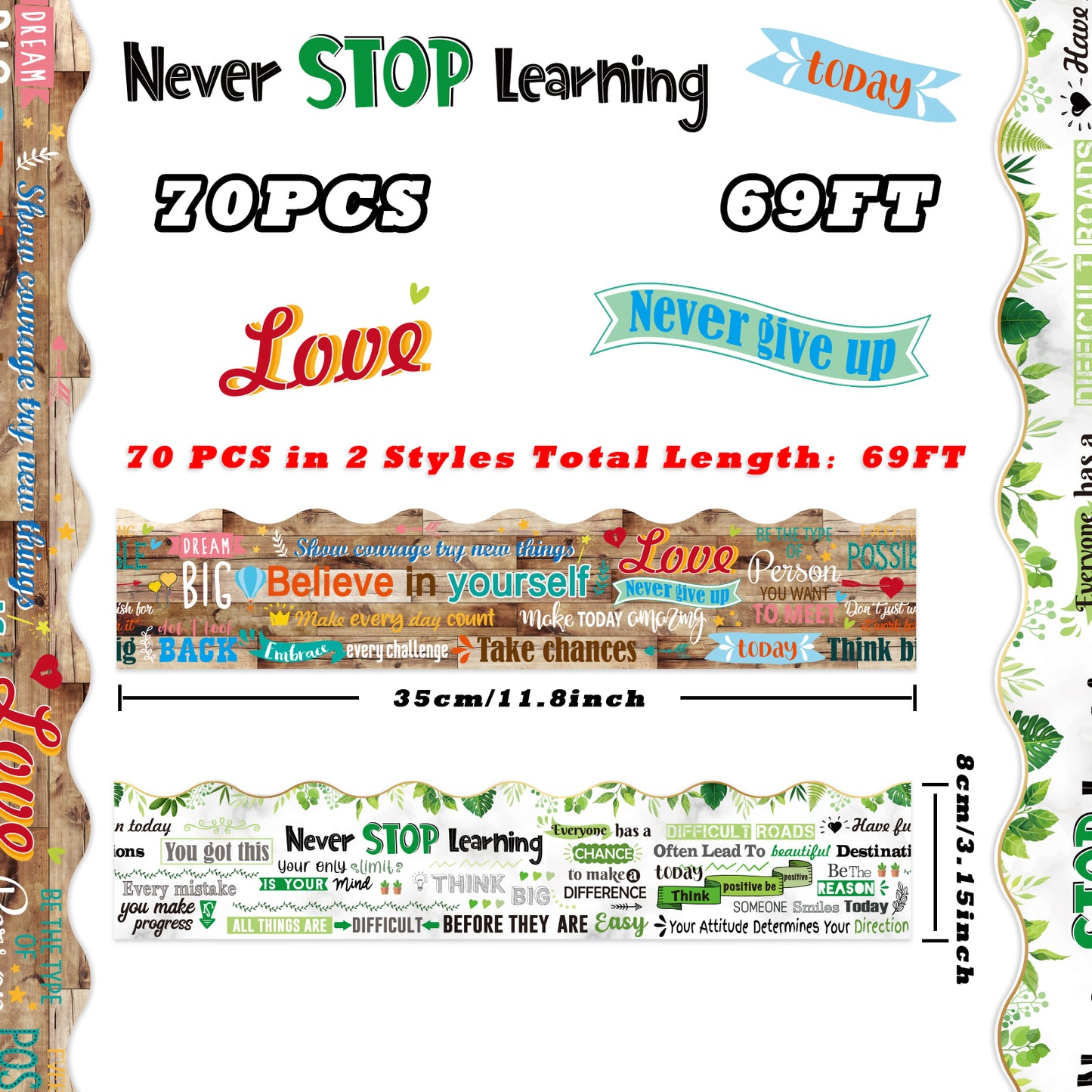 69ft Motivational Quotes Bulletin Board Borders