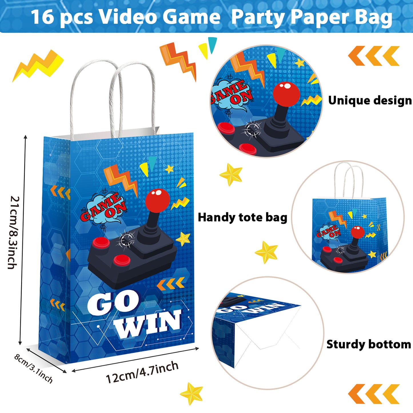 16 Pcs Video Game Party Bags Party Supplies