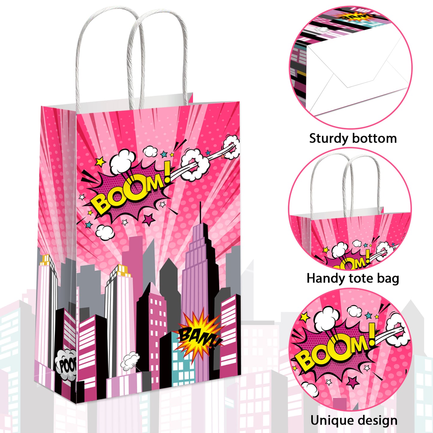 12 Pcs Super Hero Girl Party Supplies Bags