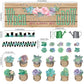 71 Pieces Succulents Bulletin Board Set Cutouts Banner Border Trims Classroom Decor-When We Learn We Grow