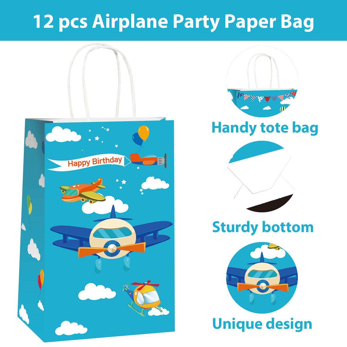 12Pcs Airplane Party Candy Favor Bags Supplies Decorations