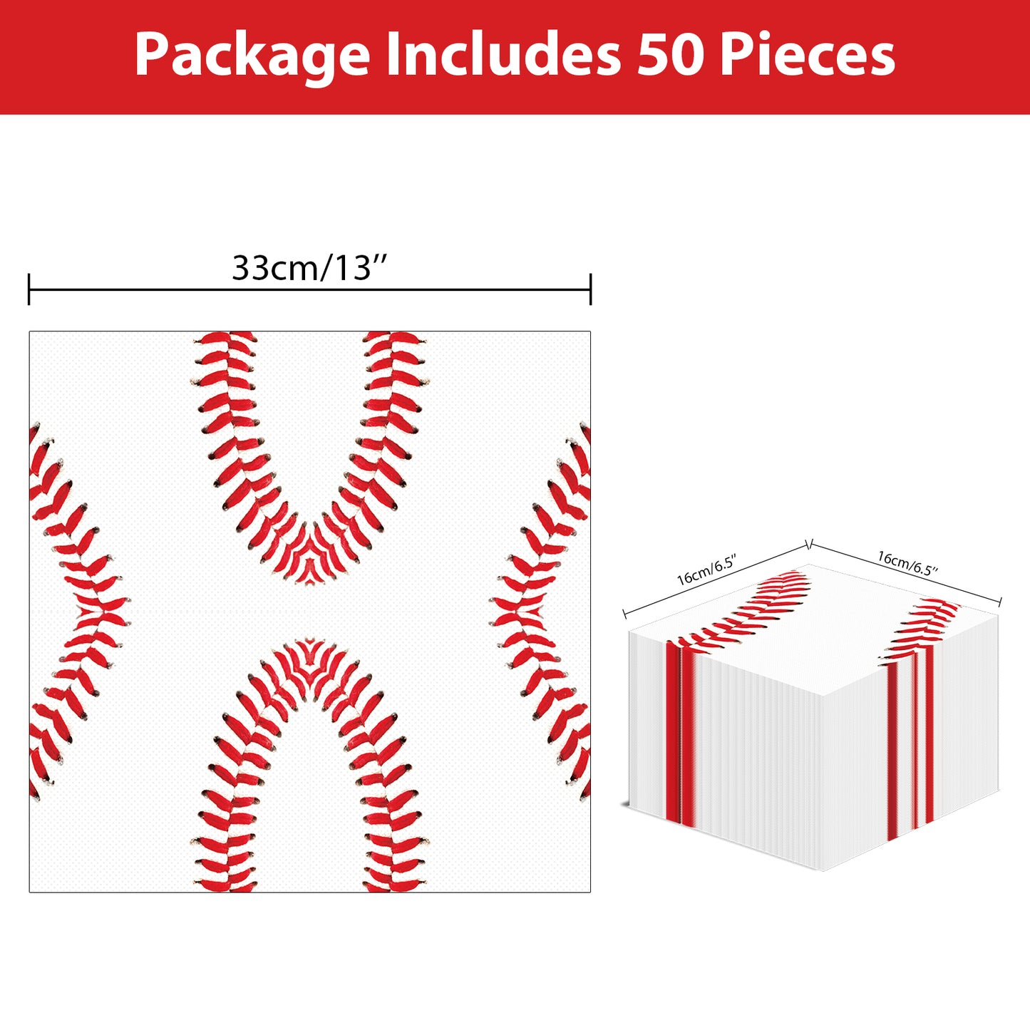 Disposable Baseball Theme Party Napkins,Set of 50 Counts