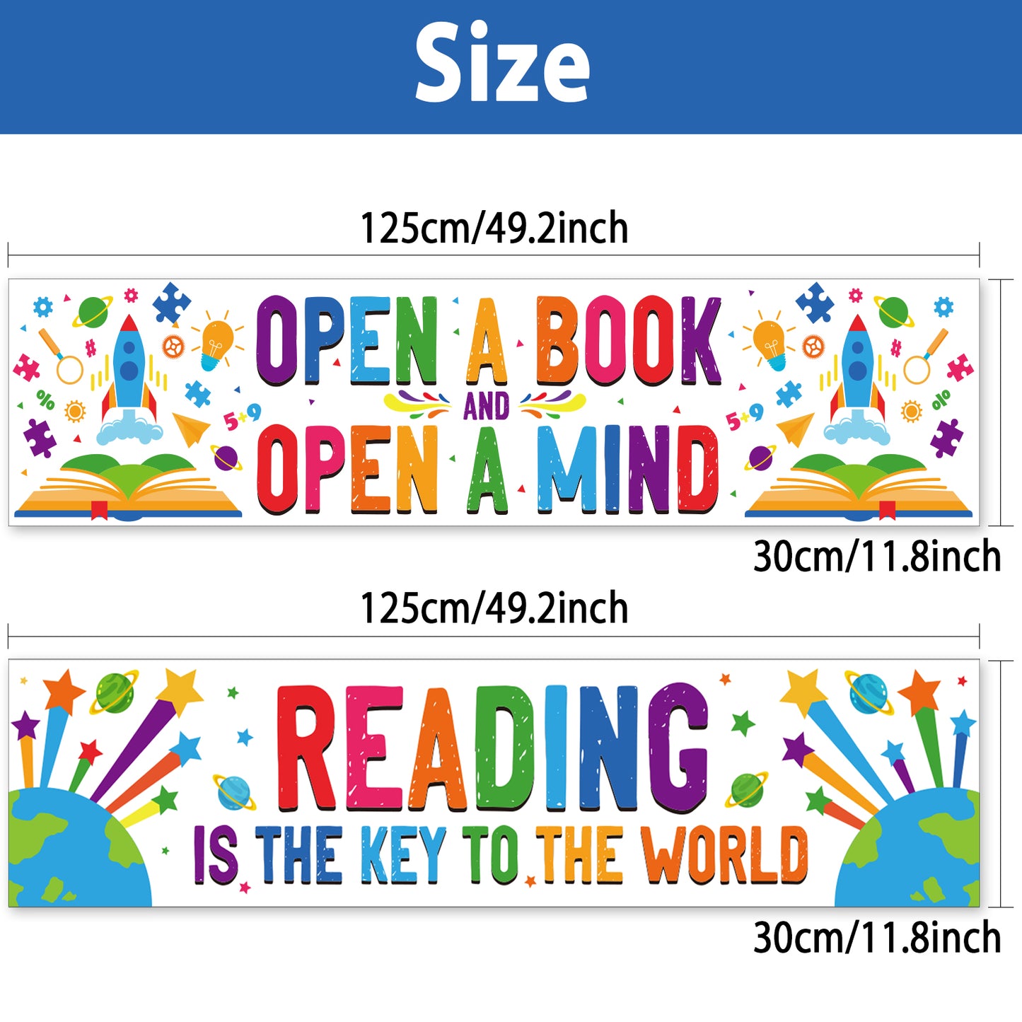 Classroom Decorations Reading Banner Open a Book & Open a Mind