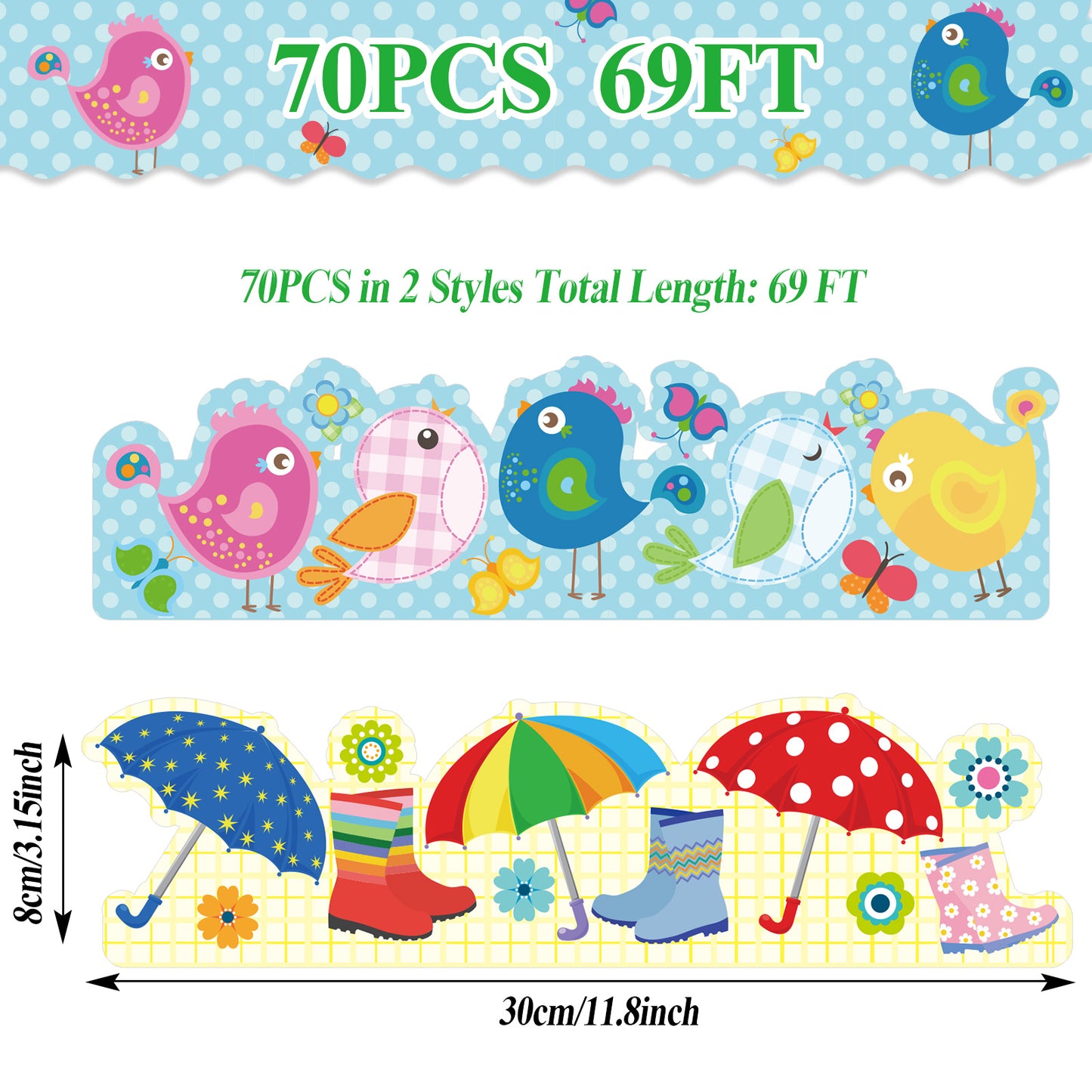 69ft Spring Bulletin Board Borders Colorful Birds Bulletin Board Trim Border Paper