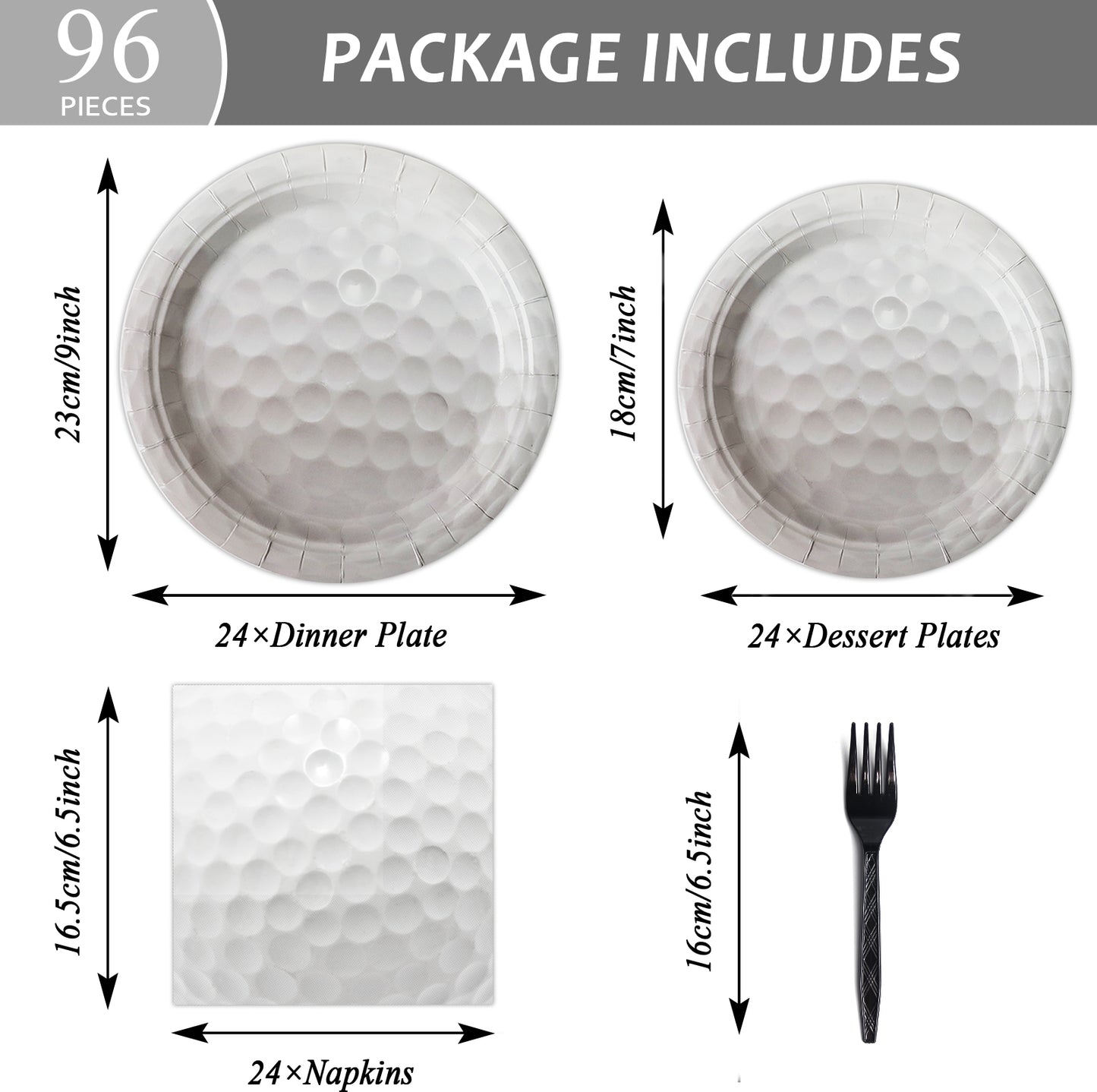 Golf Theme Party Supplies,Plates Napkins Forks Set of 96pcs