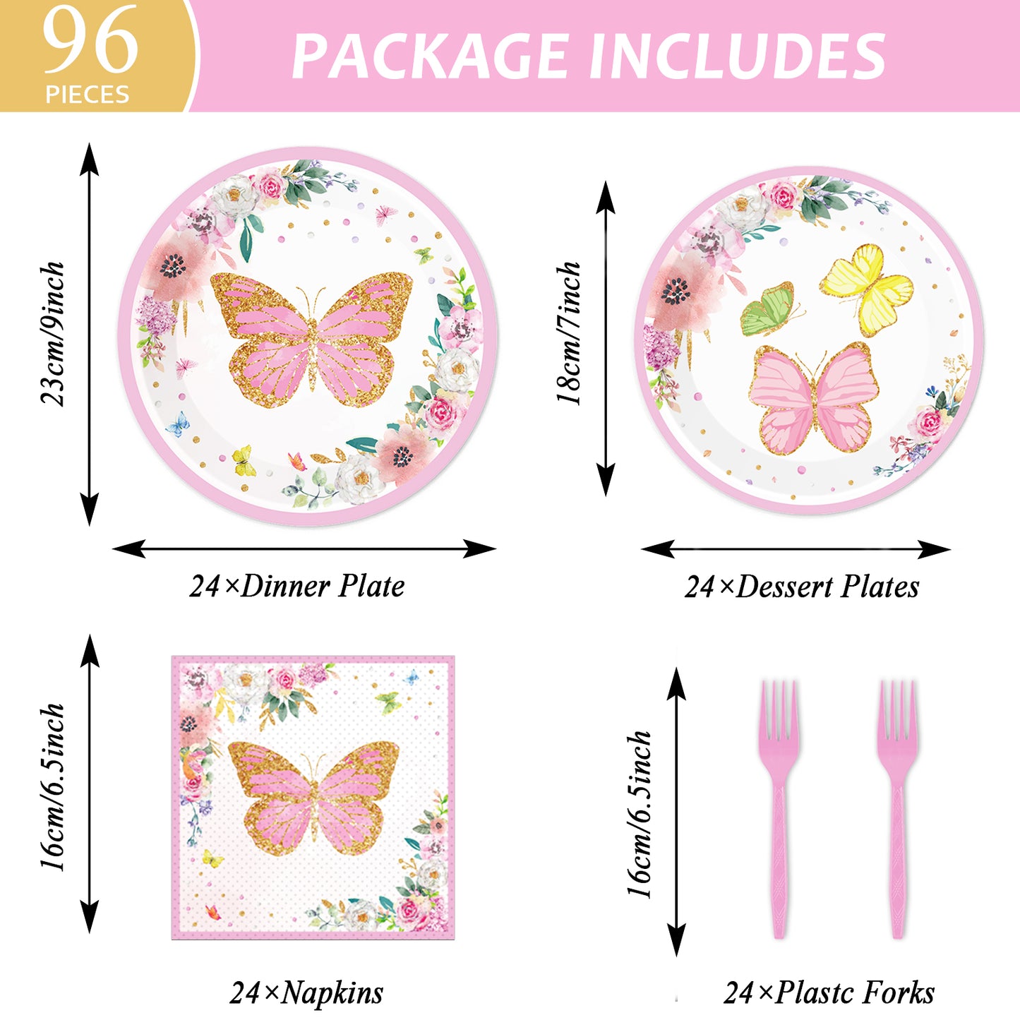 Butterfly Party Tableware set - Summer & Spring Themes