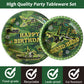 96 Pieces Camo Birthday Party Tableware Set Camouflage Paper Plates Napkins Forks for 24 Guests