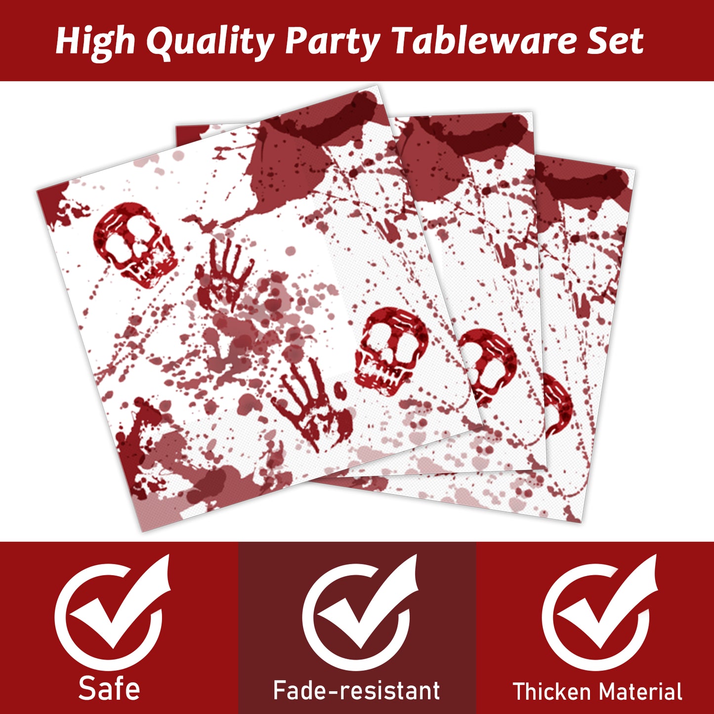 96 Pieces Bloody Good Time Party Tableware Set Paper Plates Napkins Forks for 24 Guests
