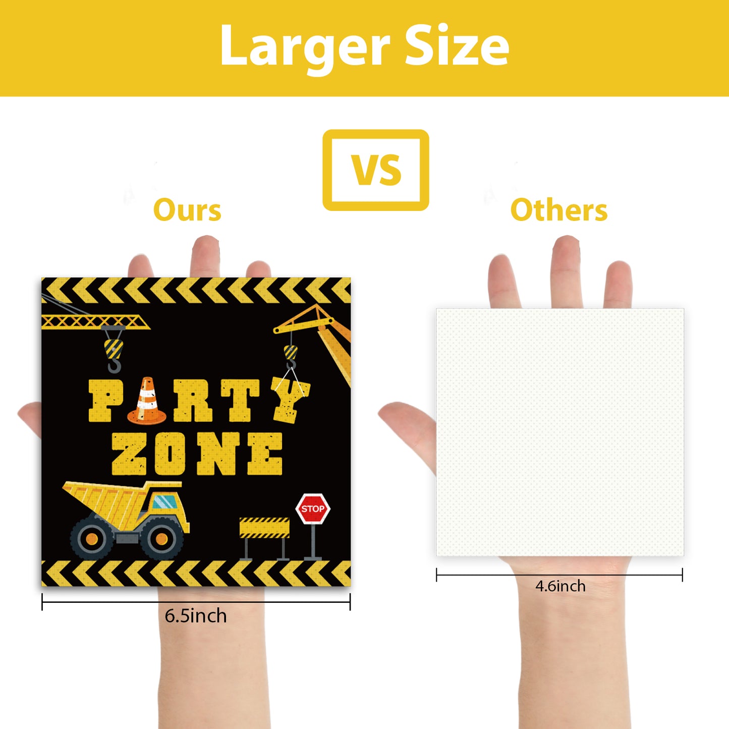 Disposable Construction Theme Party Napkins,Set of 50 Counts