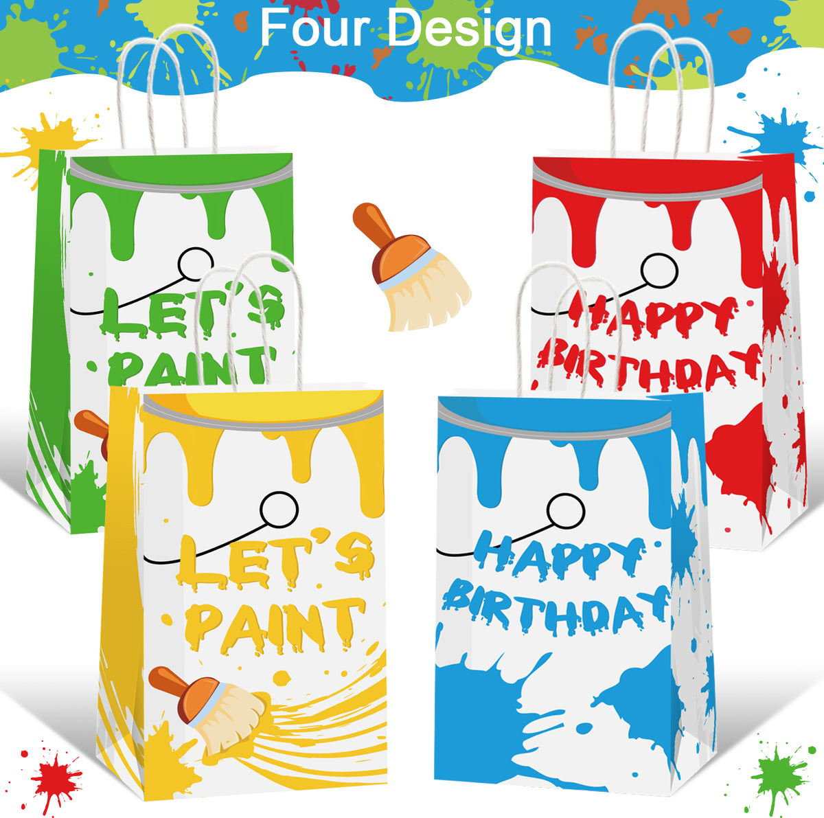 16 Pack Paint bucket Party Bag Art Party Supplies Decorations