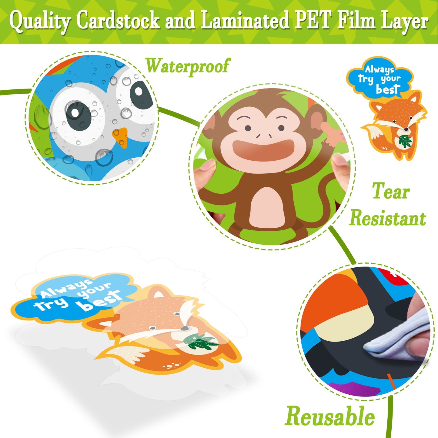 8 Pieces Woodland Animals Inspirational Positive Posters