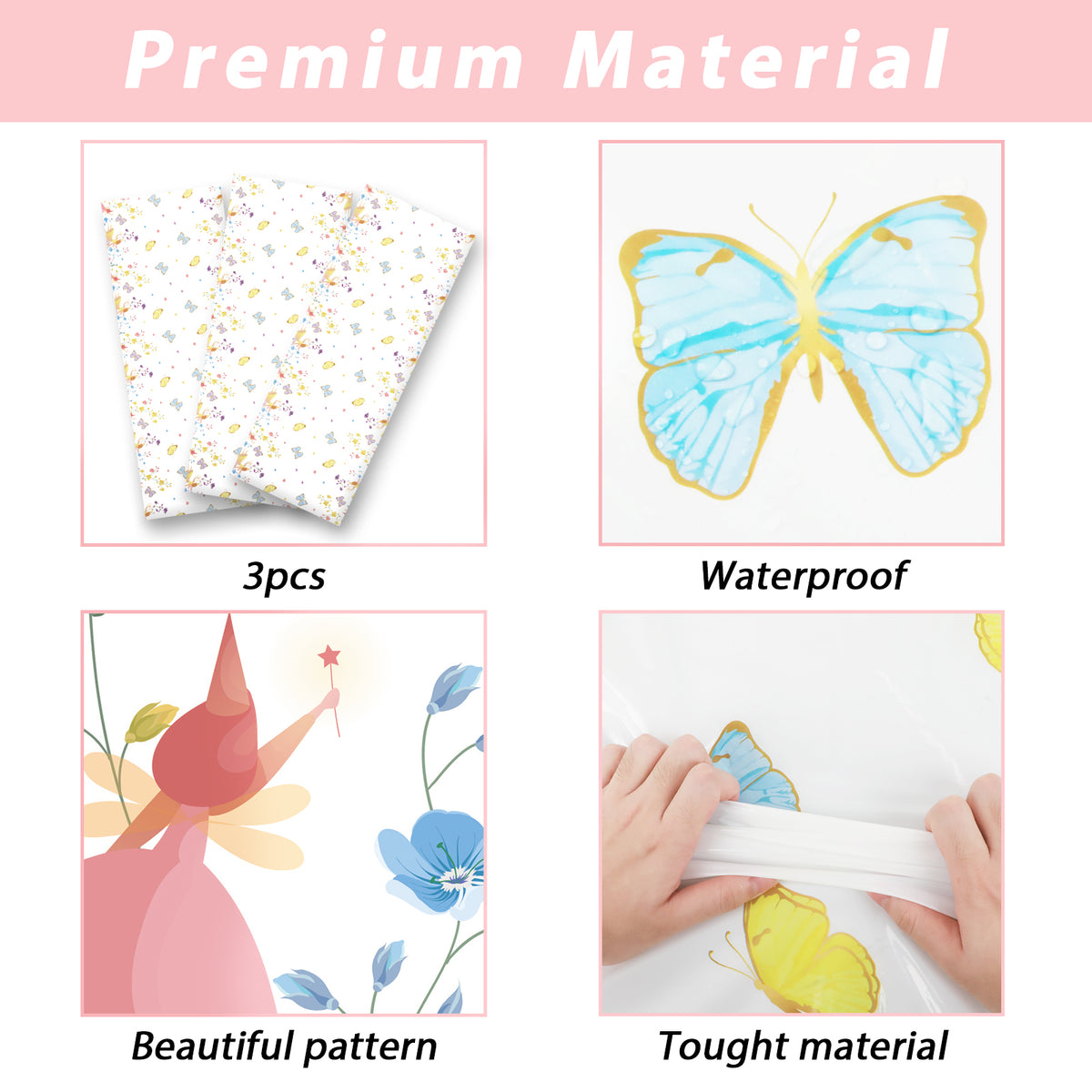 3 Pcs Fairy Tablecloth for Birthday Party 108 x 51 inch