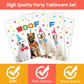 Dog Theme Party Supplies,Plates Napkins Forks Set of 96pcs
