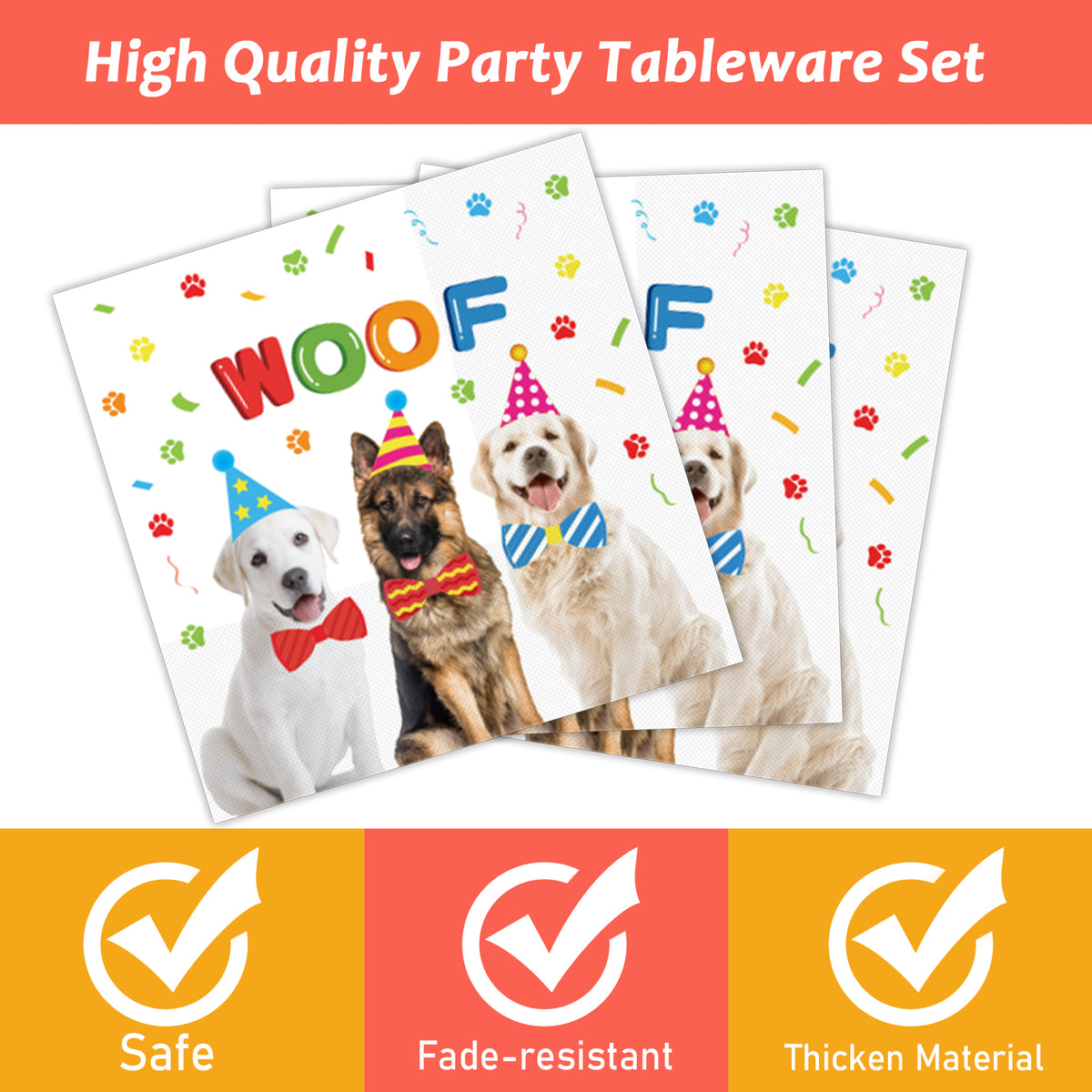 Dog Theme Party Supplies,Plates Napkins Forks Set of 96pcs