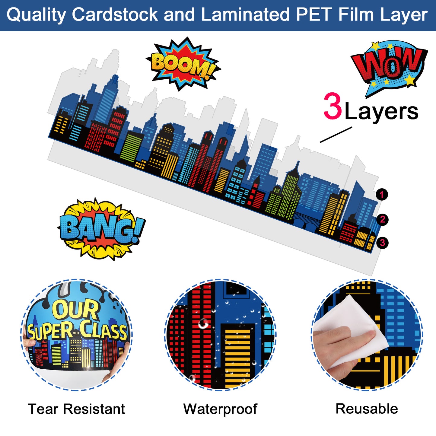 Superhero Classroom Bulletin Board Decorations Cityscape Superhero Cutouts