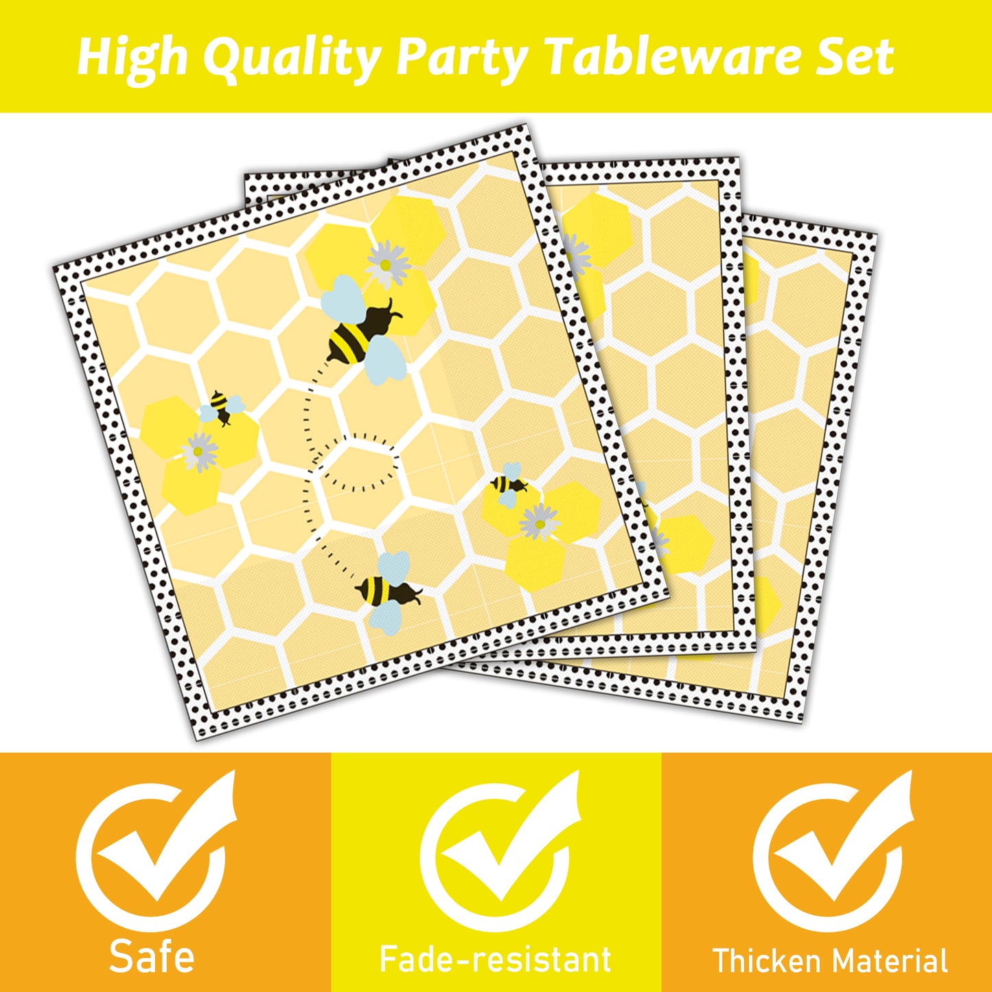 Bee tableware set - baby shower or birthday party supplies