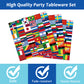 96 Pcs International World Flags Party Supplies Tableware Set for 24 Guests