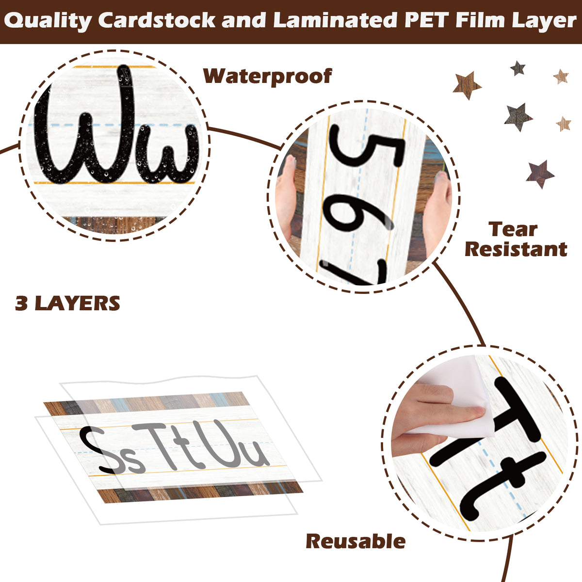 12 Pieces Alphabet Bulletin Board Strips Set Alphabet Line & Number Border Posters(Industrial Chic)