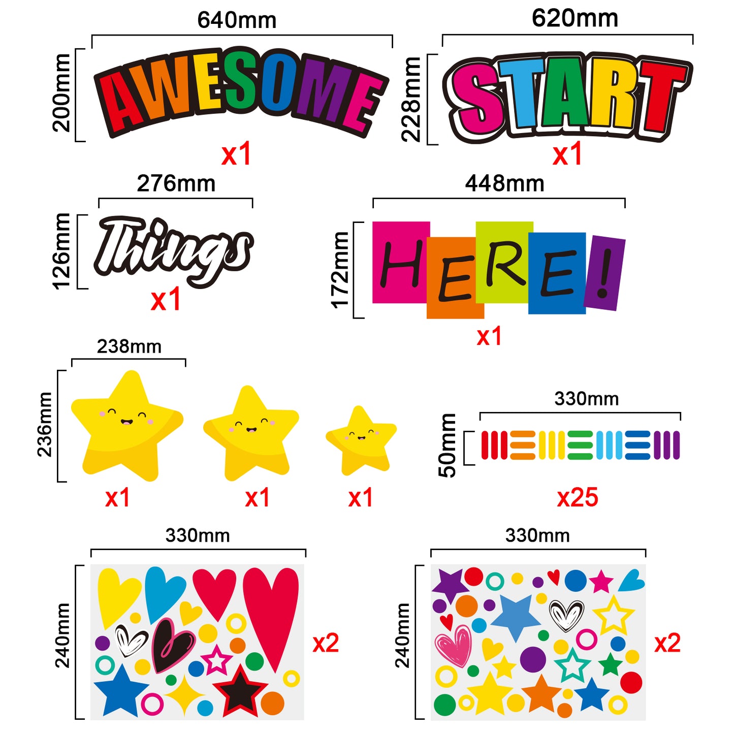 Awesome Things Start Here Classroom Bulletin Board Decoration Set - 152 Pieces
