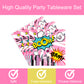 96 Pcs Super Hero Girl Party Tableware Supplies for 24 Guests