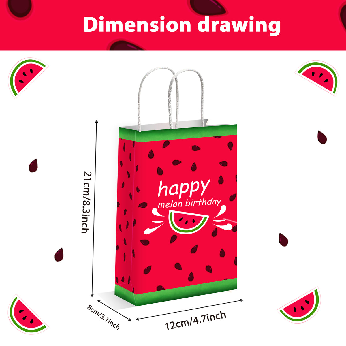 12 Pieces Watermelon Party Favor Bags Supplies