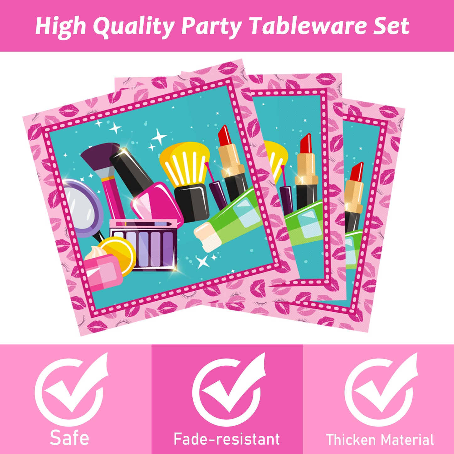 Spa Theme Party Supplies,Plates Napkins Forks Set of 96pcs