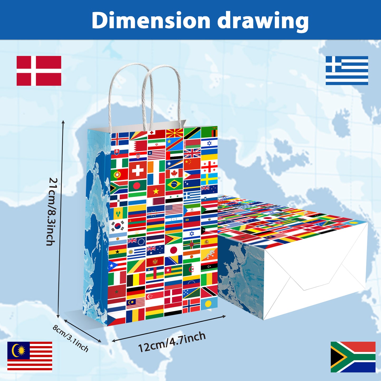 12 Pcs World Country Flags Party Supplies Bags