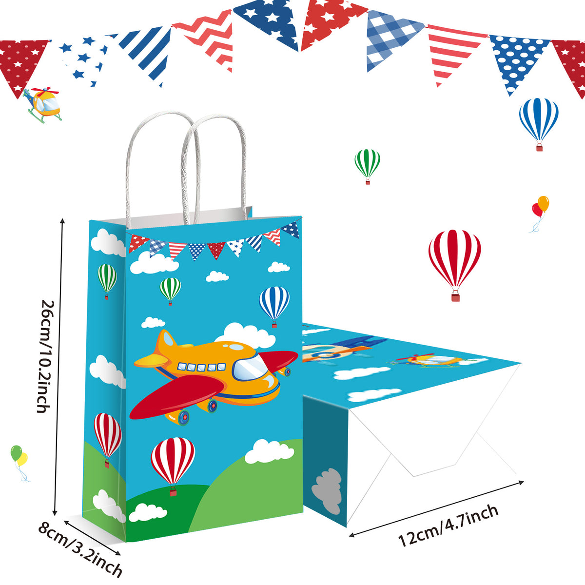 12Pcs Airplane Party Candy Favor Bags Supplies Decorations