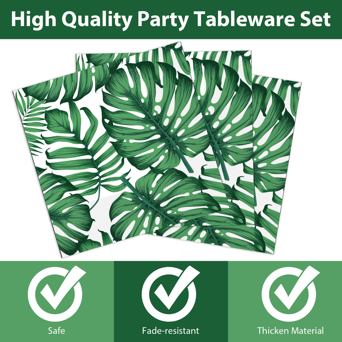 96 Pieces Palm Leaf Tableware Set Paper Plates Napkins Forks for 24 Guests
