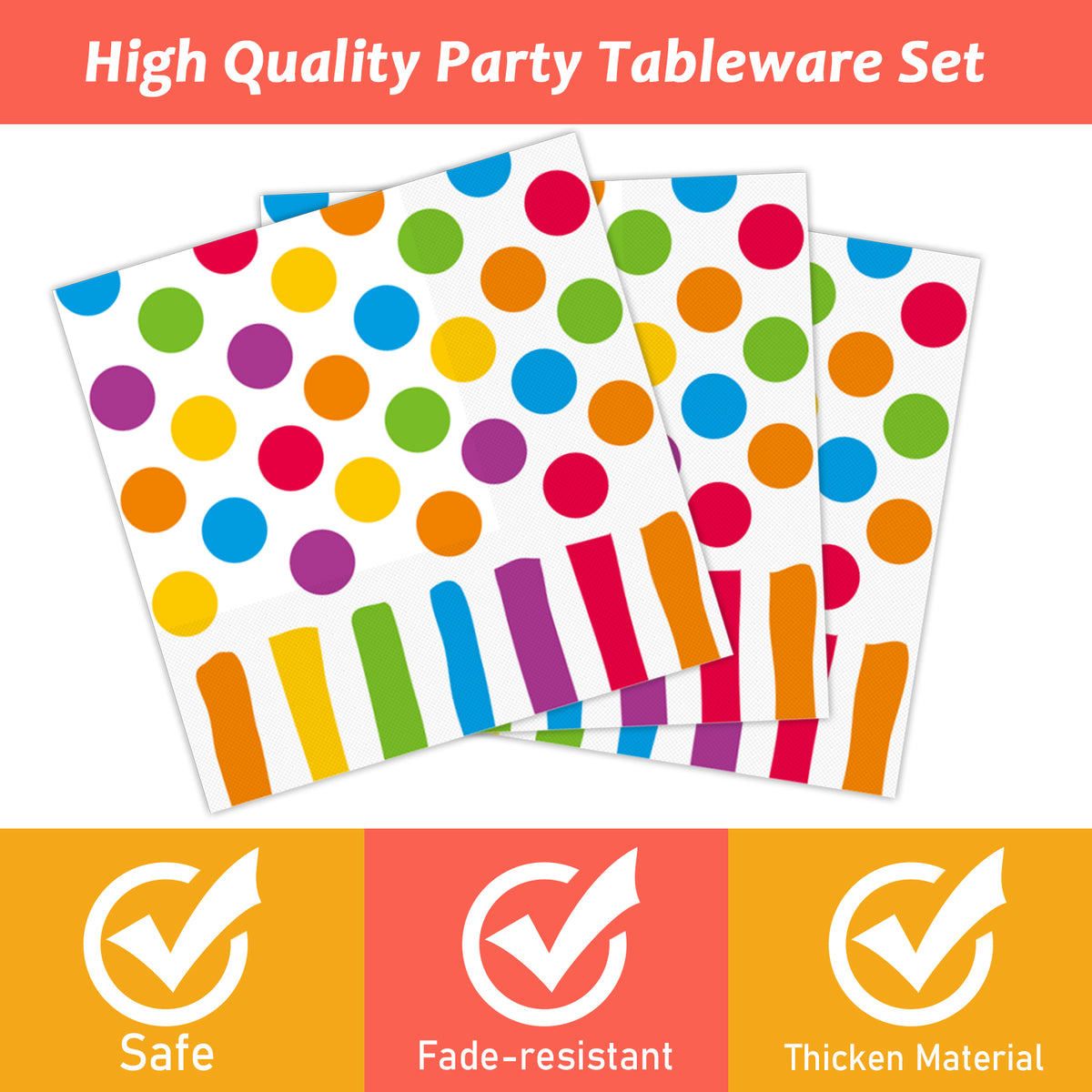 Rainbow Birthday Theme Party Supplies,Plates Napkins Forks Set of 96pcs