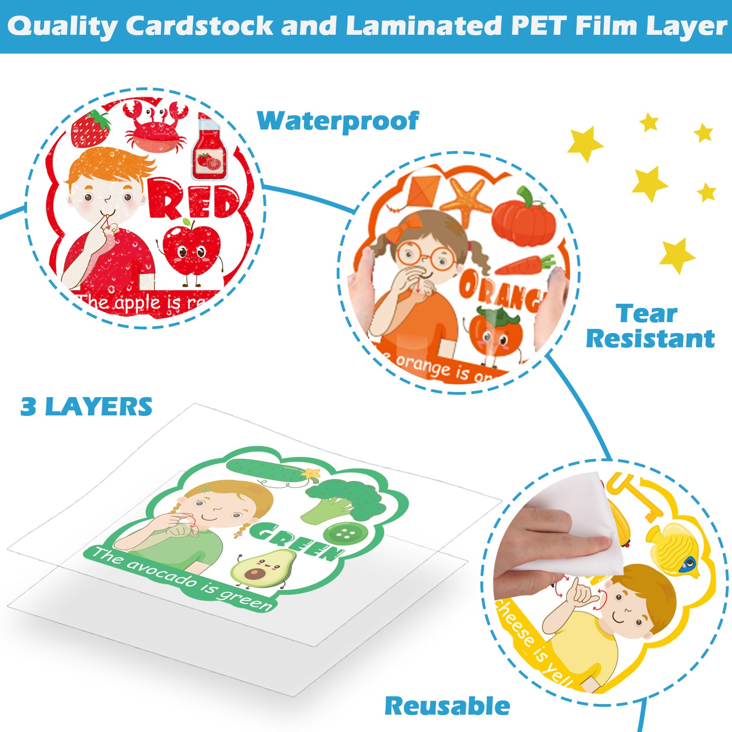 9 Pieces ASL Colour Posters Color Bulletin Board Set