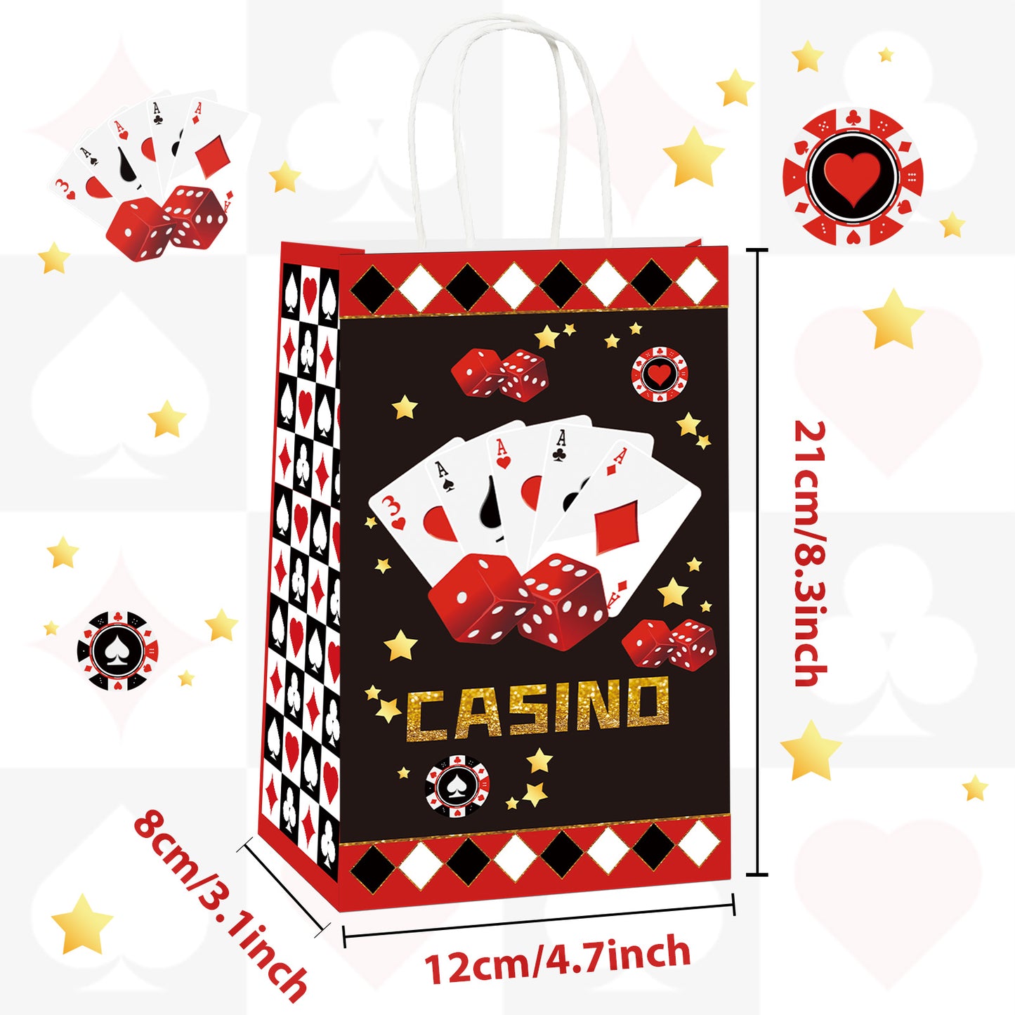 16 Pcs Casino Party Candy Favor Bags Supplies Decorations