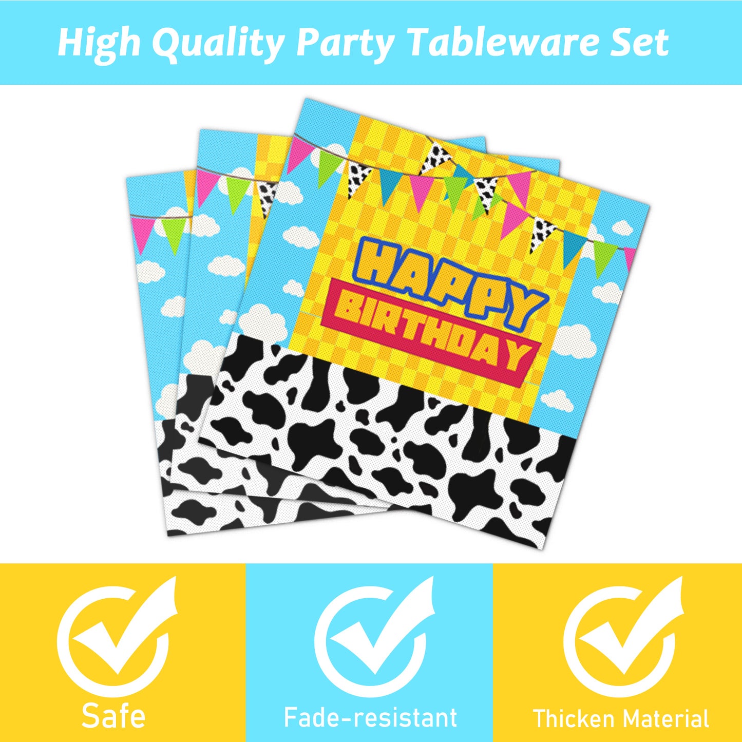 96 Pieces Toy Inspired Game Story Party Tableware Set Paper Plates Napkins Forks for 24 Guests