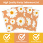 Daisy Flower Theme Party Supplies,Plates Napkins Forks Set of 96pcs