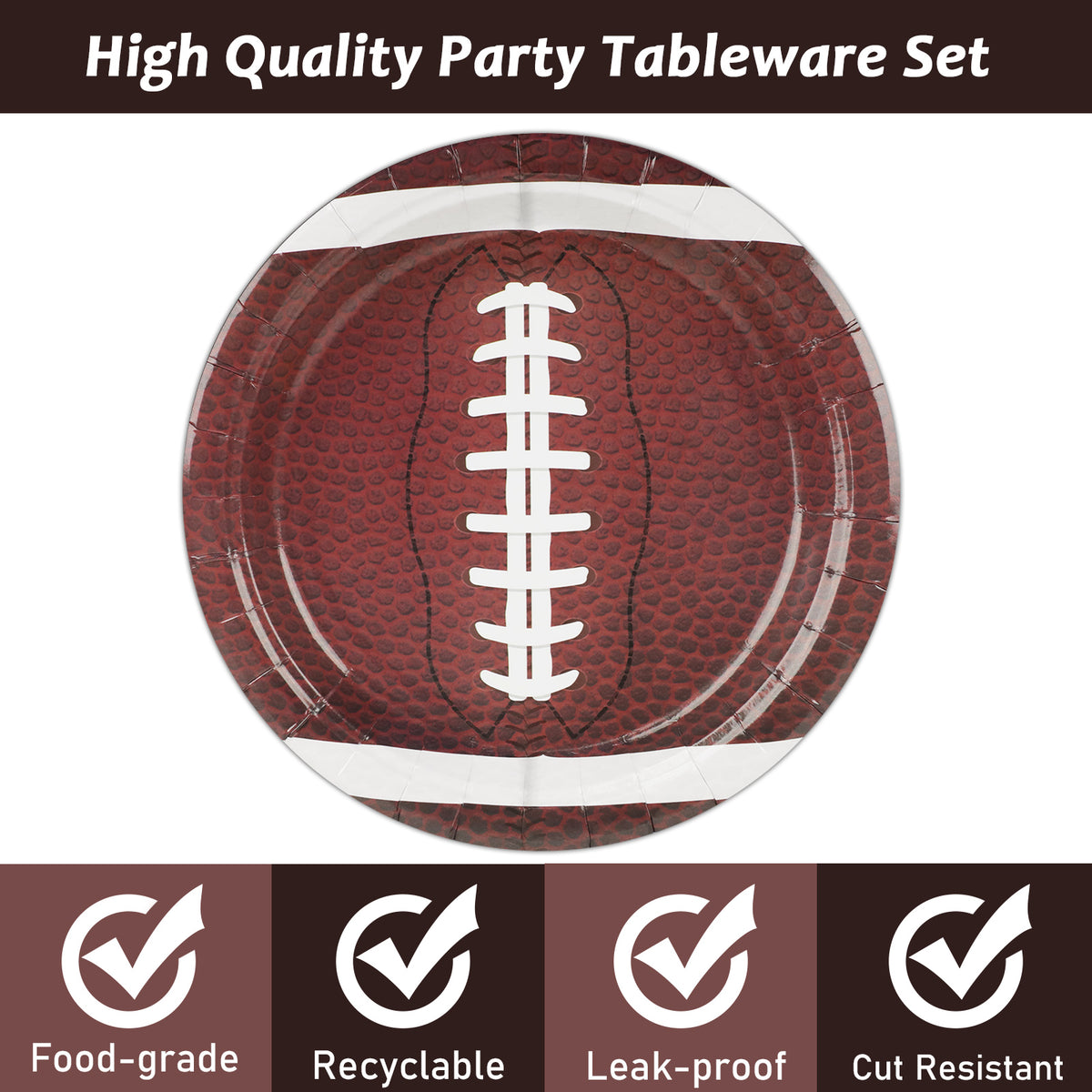 Football Plates - sports or football party Supplies - 24 counts