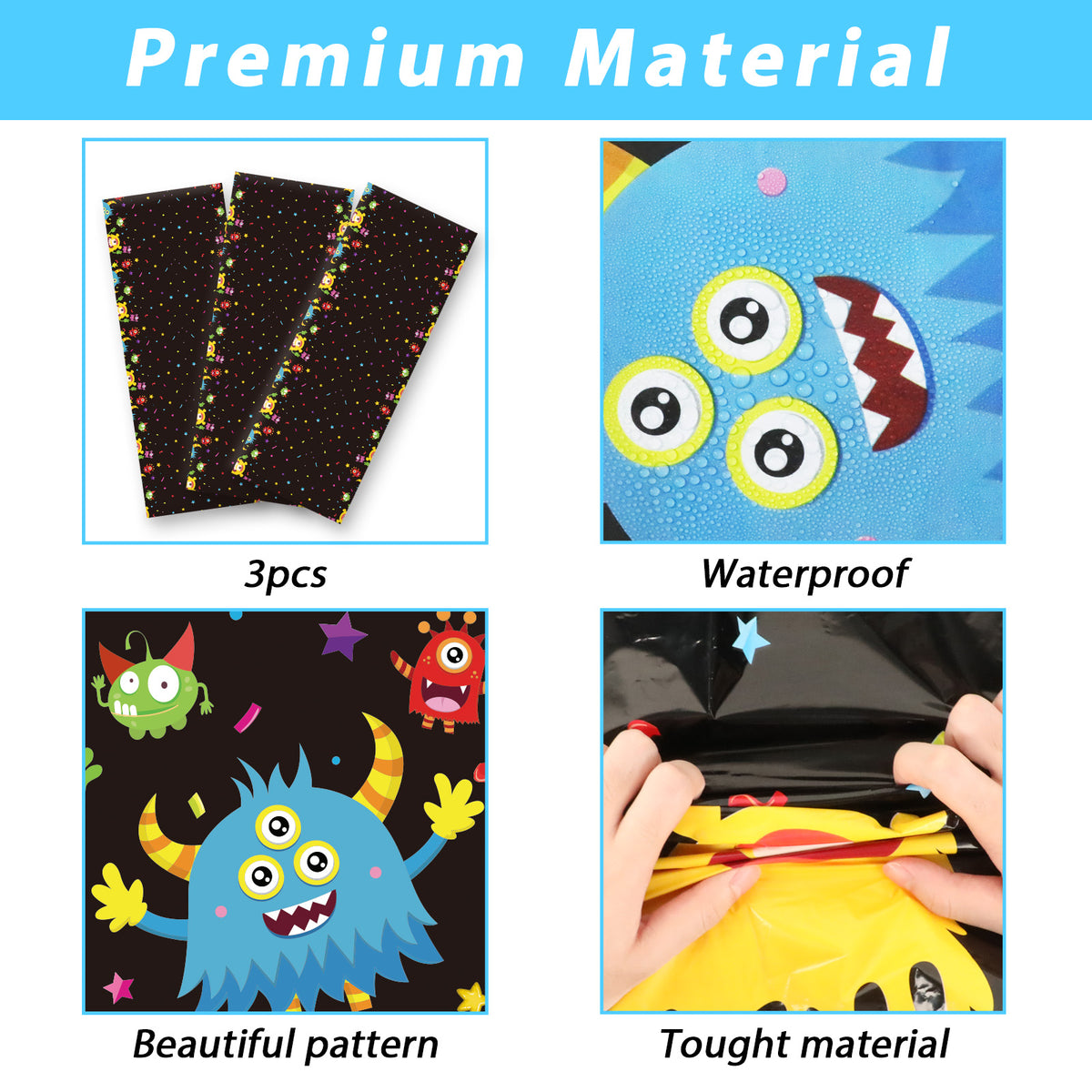 3pcs Monster Party Table Covers Supplies 54" x 108"