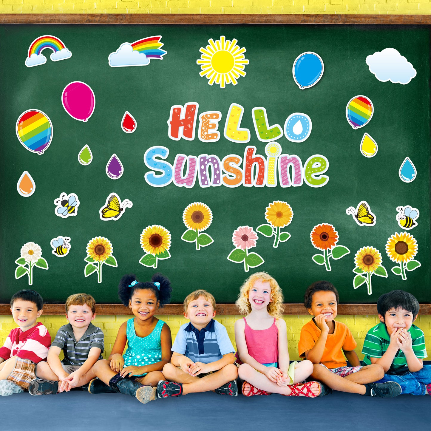 Hello Sunshine Cut-Outs Colorful Sunflower Inspirational Classroom Decoration