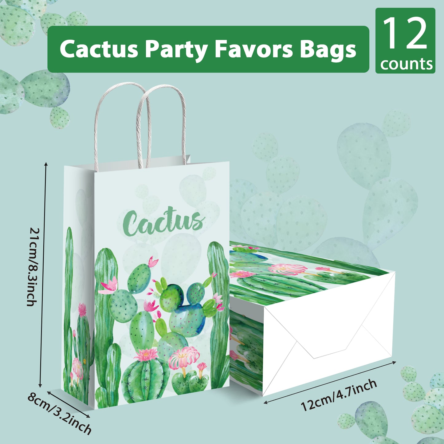 12 Pcs Cactus Party Decorations Supplies Bags