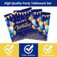 96 Pieces Blue and Gold Birthday Party Tableware Set Paper Plates Napkins Forks for 24 Guests
