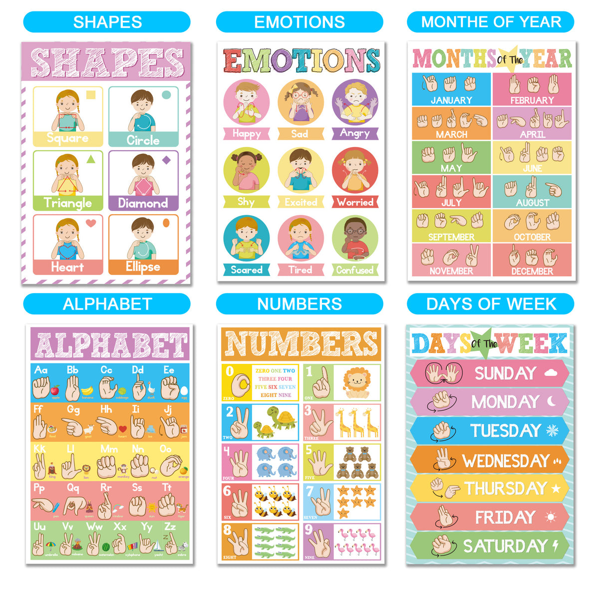 ASL Poster Sign Language Flash Cards American Sign Language Posters