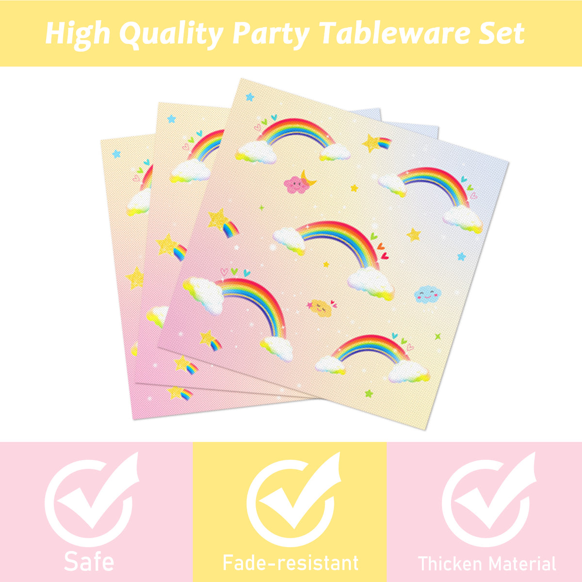 96 Pieces Rainbow Party Tableware Set Paper Plates Napkins Forks for 24 Guests