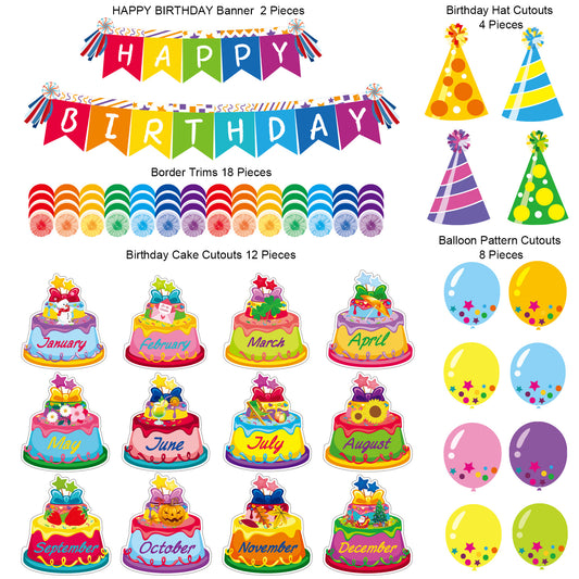 44 Pieces Happy Birthday Bulletin Board Set