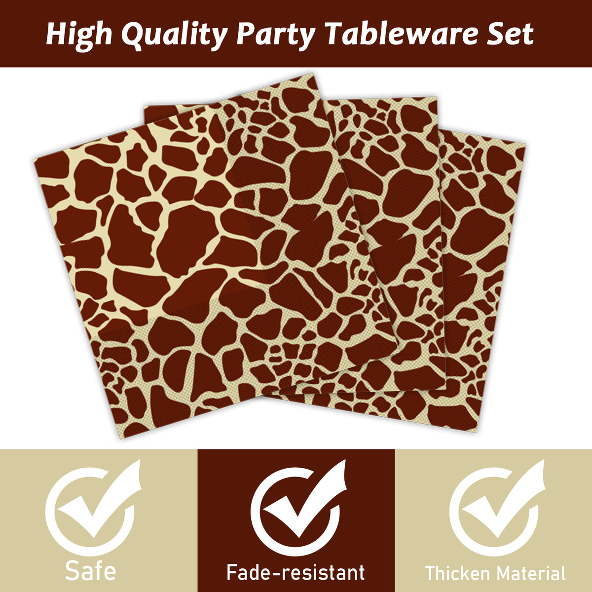 Jungle Theme Party Supplies,Plates Napkins Forks Set of 96pcs